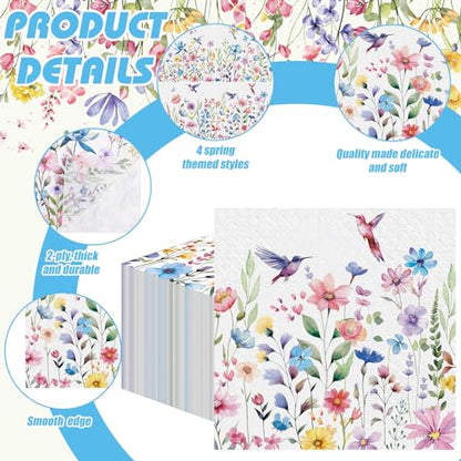 200 Pieces Summer Floral Cocktail Napkins 2