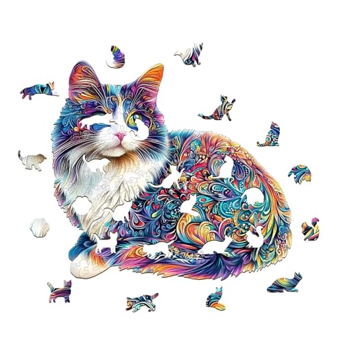 Lazy Cute Cat Adults Gifts Wooden 240 Pieces 13.4 * 12.2in (240 Count)