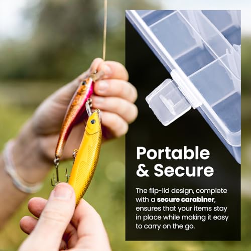 8pack 36 Grids Plastic Clear Organizer Box bead Storage Containers with Adjustable Dividers for Craft Jewelry Fishing Tackles Parts Storage with 8 Sheets Label Stickers (8 Count)