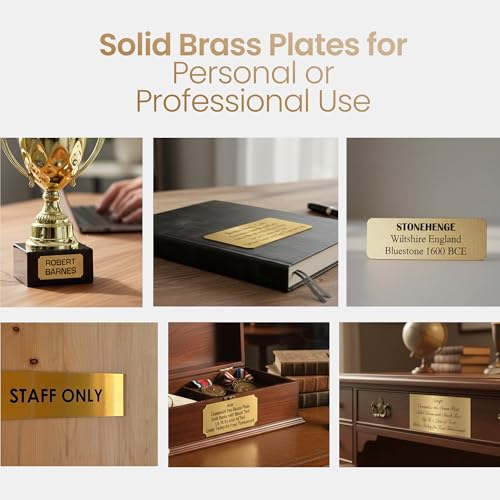 Personalized Custom Brushed Gold Solid Brass Plate (10 Count)