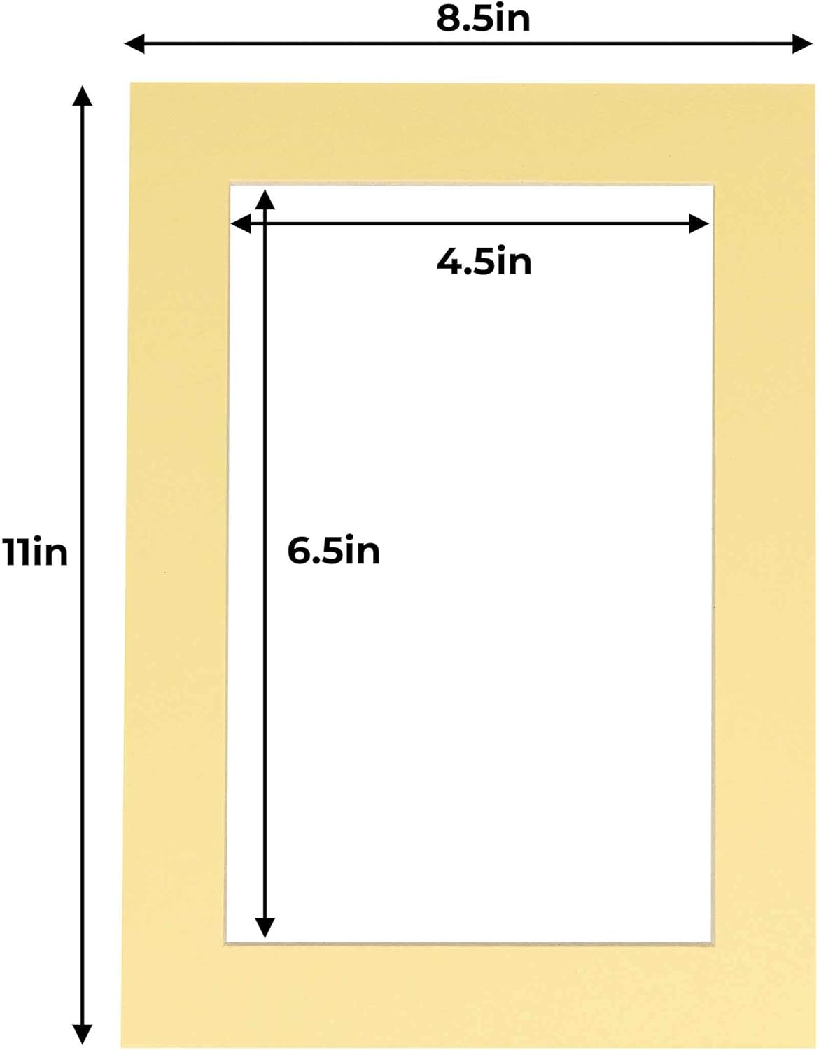 5x7 Mat for 8.5x11 Frame - Precut Mat Board Acid-Free Show Kit with Backing Board, and Clear Bags Soft Yellow 5x7 Photo Matte Made to Fit a 8.5x11 Picture Frame Matboard for Framing, Pack of 25 Mats