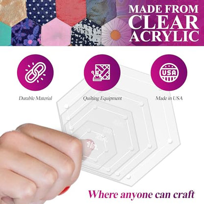 Hexagon Quilting Template Set (4 Count)