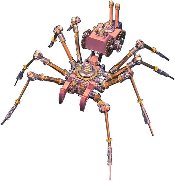 3D DIY Venomous Fang Sentinel Spider B Metal Puzzle Kits, 204PCS Mechanical Snail Metal Steampunk Insect Model Kit, Creative Collectible Display Piece for Adults