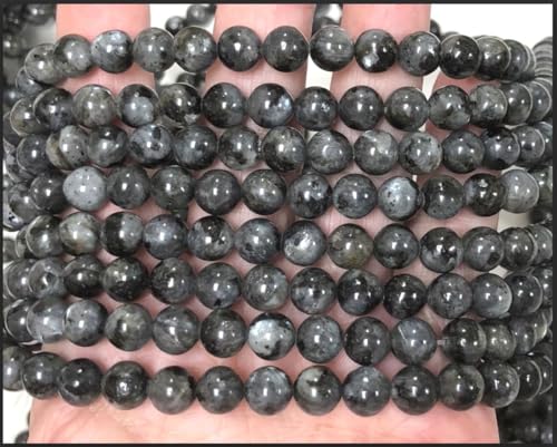120pcs Adabele Natural Larvikite Black Labradorite Gemstone 6mm Round Beads (124 Count)