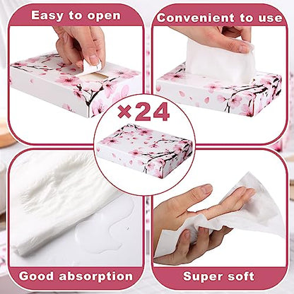 24 Packs 960 Sheets Tissue Cube Car Facial Boxes Disposable Facial Travel Tissues Holder Soft Watercolor Boxes 2 Ply 40 Sheets for Wedding Household Car Kitchen Bathroom (960 Count)