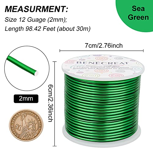 12 Gauge 100FT Green Aluminum Wire Anodized Jewelry Craft Making Beading Floral Colored Wire for Sculpting Model Making (100 Foot)