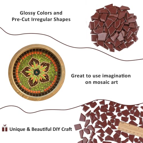 Brown Glass Mosaic Tiles for Crafts Bulk (7.05 Ounce)