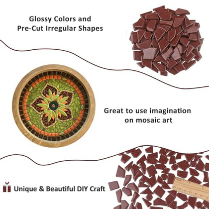 Brown Glass Mosaic Tiles for Crafts Bulk (7.05 Ounce)