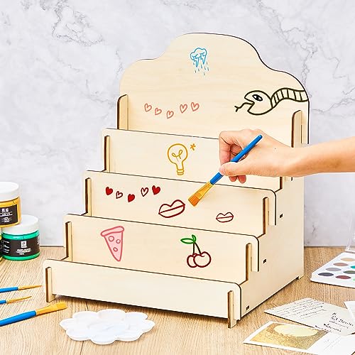 2 Pcs 4 Tier Greeting Card Display Stand Wooden Sticker Display Stand Portable Card Display Rack for Vendors Retail Counter Table Display Trade Shows Showcase