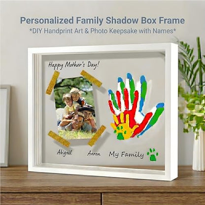 Horizontal White Family Handprint Kit 3D Frame New Parents Gift