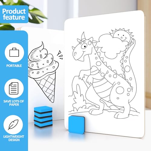 16 Pack Double Sided Dry Erase Boards with 16 Erasers (16 Count)