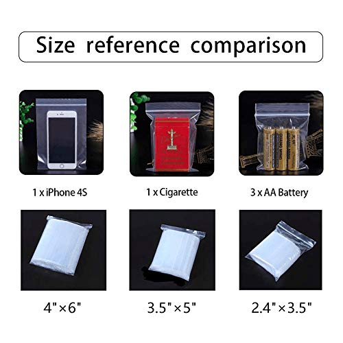 Small Plastic Bags for Jewelry 300pcs 3 Assorted Sizes Clear Zipper Baggies Jewelry Storage Bags 2 Mil for Beads Board Games Pill Travel 2.4 x 3.5 (300 Count)