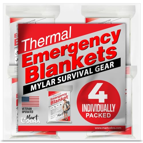 Emergency Blanket Mylar Thermal Space Survival Gear & Supplies 4 (4 Count)