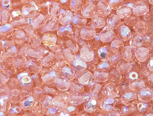 100 pcs of Faceted Fire Polished Pressed Czech Glass Beads 4mm (100 Count)
