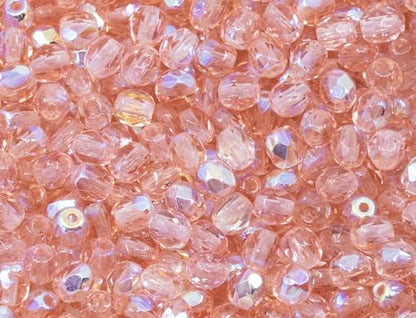 100 pcs of Faceted Fire Polished Pressed Czech Glass Beads 4mm (100 Count)