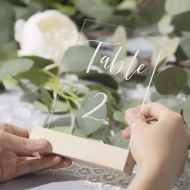 UNIQOOO 5 Pack 4" Wood Stands for Wedding Acrylic Sign, Wood Table Number Holders for 1/8 Thick Acrylic Sheets | Wedding Display Stands, Card Holder, Great for Bar Menu, Retail Sign, Party and Events