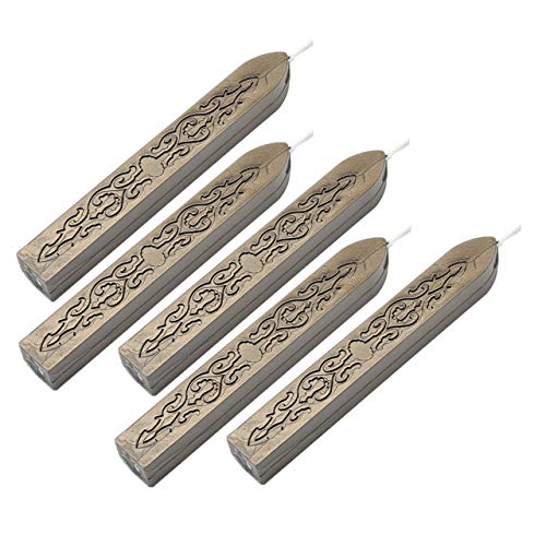 5Pcs Bronze Sealing Wax Sticks with Wicks for Wax Seal Stamp (5 Count)