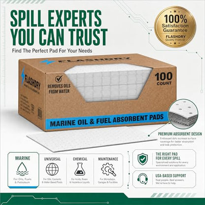 Marine Oil Spill Absorbent Boat Pads (100 Count)