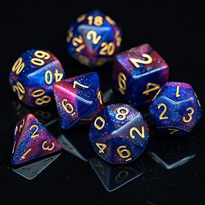 7 Die DND Dice Set Polyhedral Dice Set with a Leather Dice Bag (7 Count)