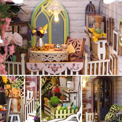 DIY Book Nook Miniature Kit with Sensor Light & Dust Proof for Teens Adults