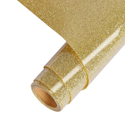 Champagne Glitter HTV Heat Transfer Vinyl Roll 12 inch x 5 ft Iron on Vinyl for T Shirts Crafts