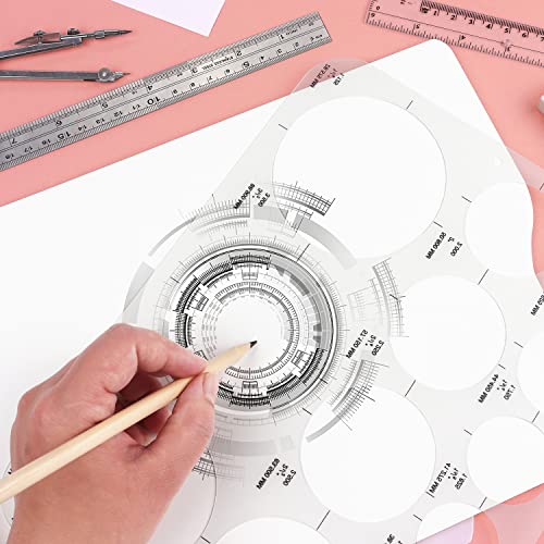 Circle Template Circle Round Stencil Templates for Drafting for Office and School Building Formwork Drawings Templates (3 Count)