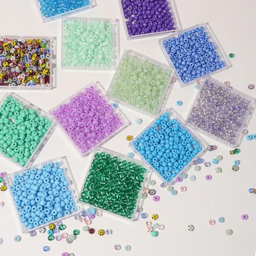 11200pcs Glass Seed Beads for DIY Crafting Bracelet Necklace Embroidery Jewelry Making Supplies (11200 Count)