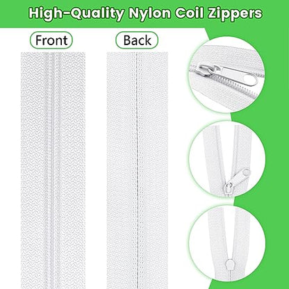 15.3 Yards 14 m 5 Pieces Assorted Colors #3 Nylon Coil Zippers (20 Count)