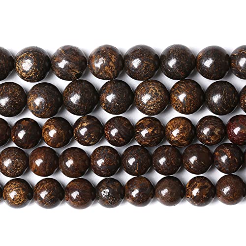 58pcs 6mm Natural Stone Beads Brown Bronzite Gemstone Round Loose Beads for Jewelry Making DIY Bracelet Necklace (16 Count)