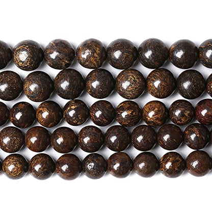 90pcs 8mm Natural Stone Beads Brown Bronzite Gemstone Round Loose Beads for Jewelry Making DIY Bracelet Necklace 32" 2 Strands
