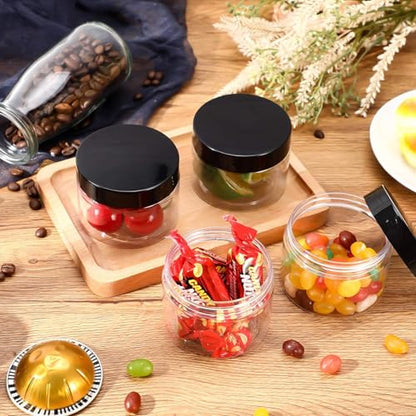 36 Pieces 6 oz Plastic Jars with Lids Wide Mouth Airtight Reusable Container Acrylic Cosmetic Small Jars for Lotions Ointments Travel Toiletries Creams Make up Storage (36 Count)