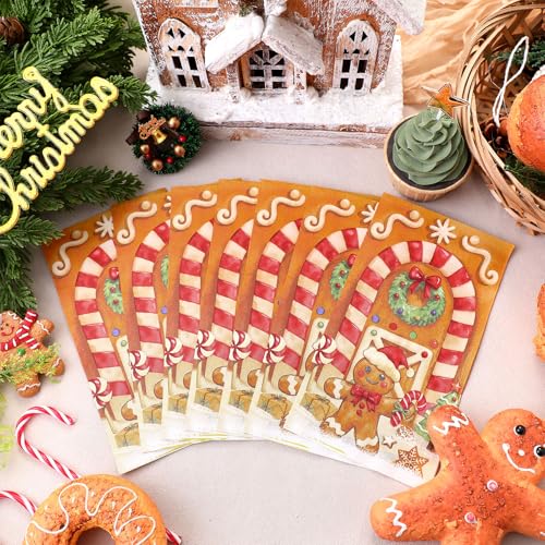 100 Pcs Christmas Guest Napkins 2 Ply Gingerbread Man Disposable Paper Napkins for Decoupage Xmas Tree Decorative Gingerbread Man Christmas Cocktail Guest Hand Towel for Party Table Dinner Bathroom (100 Count)