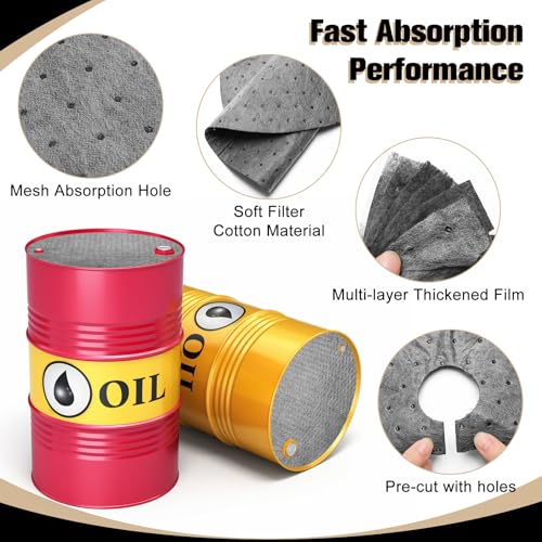 20PCS Oil Absorbent Pads for 55 Gallon Drums Barrel Top Absorbing Spill Mat