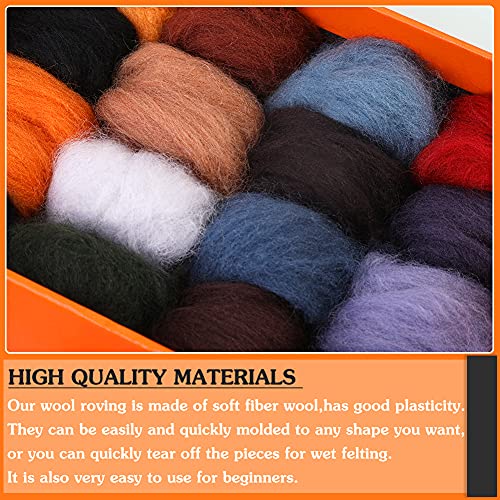 30 Colors Wool Roving for Needle Felting (30 Count)