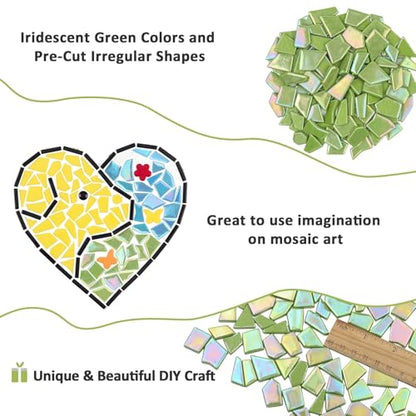 Iridescent Glass Mosaic Tiles for Crafts Bulk (7.05 Ounce)