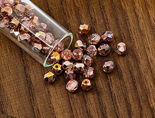 100 pcs of Faceted Fire Polished Pressed Czech Glass Beads 4mm (100 Count)
