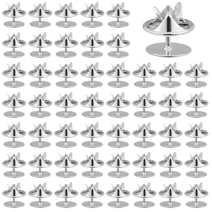 50 Pairs Silver Metal Pin Backs