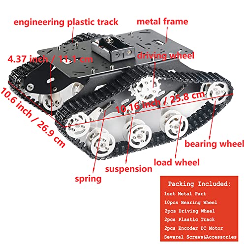 Professional TS300 Shock Absorption Robot Tank Chassis with Suspension Supporting Holder for Arduino Raspberry Pie