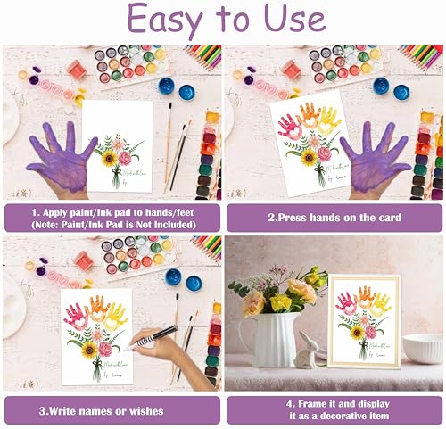 Flower Bouquet Handprint Art DIY Gifts for Mom & Grandma from Daughter Son (10 Count)