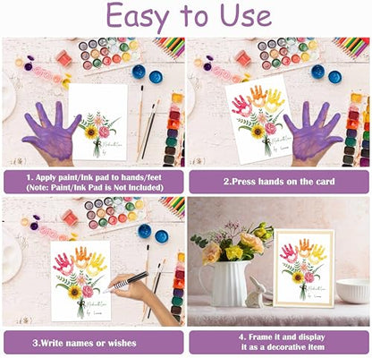 Flower Bouquet Handprint Art DIY Gifts for Mom & Grandma from Daughter Son (10 Count)