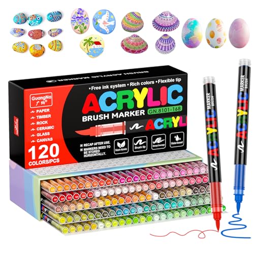 Acrylic Paint Markers for Coloring 120 Colors with 30% More Ink (120 Count)