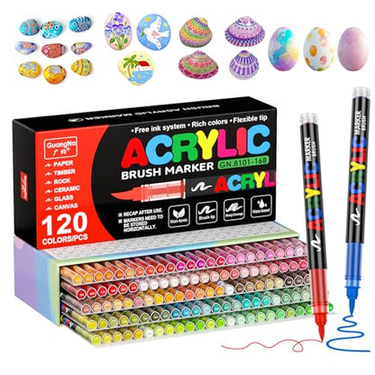 Acrylic Paint Markers for Coloring 120 Colors with 30% More Ink (120 Count)