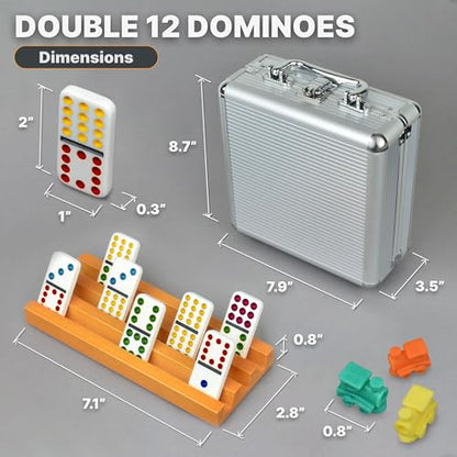 Mexican Train Dominoes Set with 4 Holders