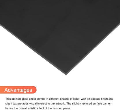 MECCANIXITY 2 Pcs Stained Glass Sheet Mosaic Tile 7.9 Inch x 5.9 Inch Black Stained Glass Sheets for Crafts DIY Art Project