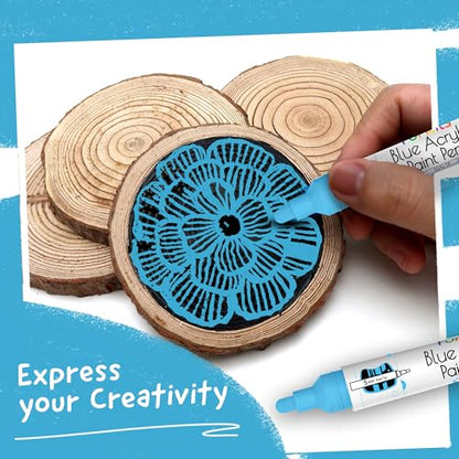 4 Acrylic Dual Tip Blue Paint Marker Pen Metallic