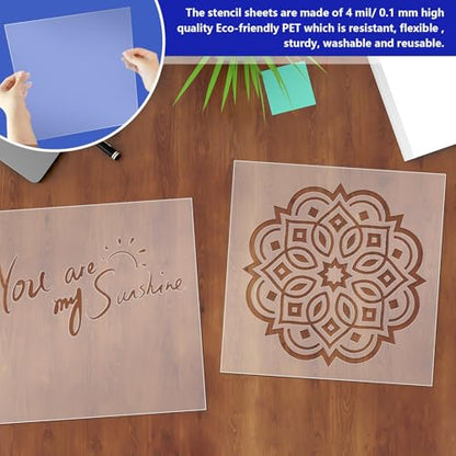 30 Pcs 4 mil 12 x 12 Inch Translucent PET Blank Stencil Sheets (30 Count)