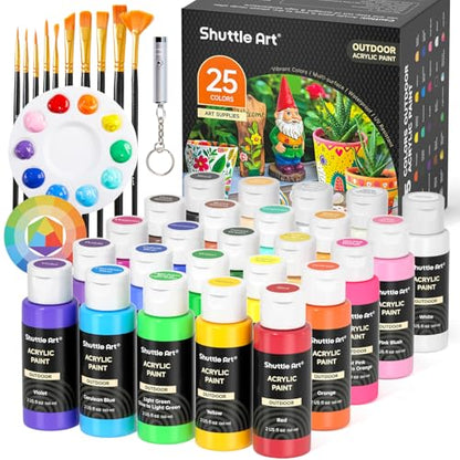 25 Colors Outdoor Acrylic Paint Set (50 Fl Oz)