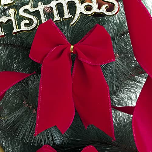 Red Velvet Wired Ribbon 2.5 Inch Wide Red Ribbons 25 Yards Spool Velvet Christmas Ribbon Red Wired Ribbons for Christmas Tree (75 Foot)