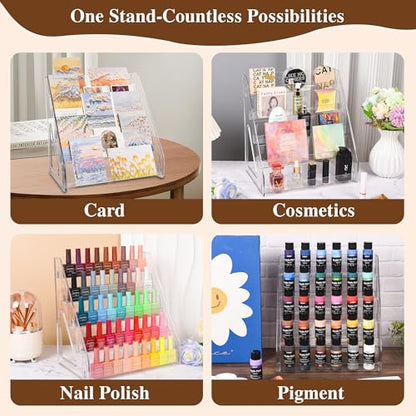 Elevated 5 Tier Clear Acrylic Card Display Stand for Trading Cards (25 card slots)