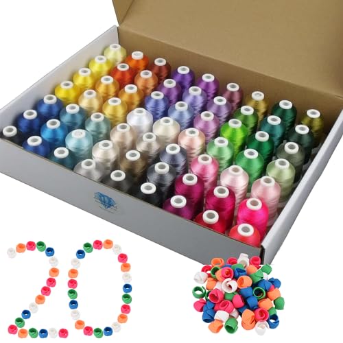 63 Colors Compatible with Brother Polyester Embroidery Machine Thread + 20 Thread Holder Kit